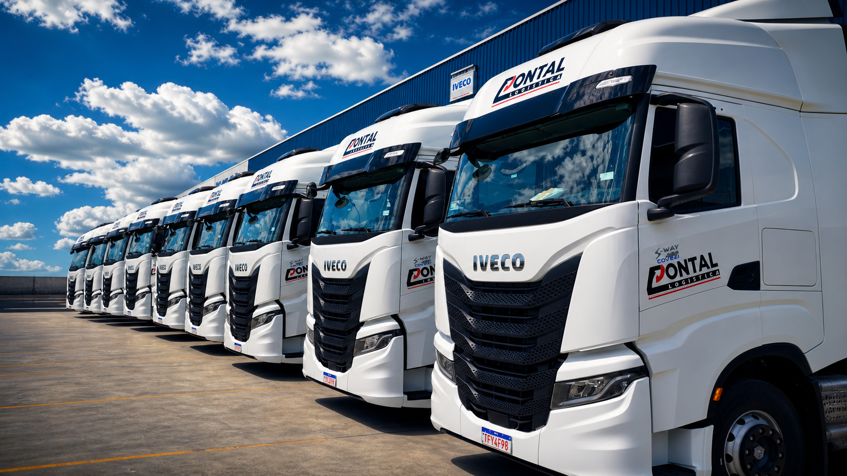 Frota Pontal Logística — caminhões Iveco S-Way alinhados